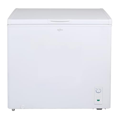 Koolatron Deep Freezer - Chest Freezer, 1 Wire Basket, Garage Ready, Meat Storage, Front Drain, Congelador For Home, Apartment, Basement, Dorm, Cottage, Manual Defrost, Stand Up, 7.0 Cubic Feet, White