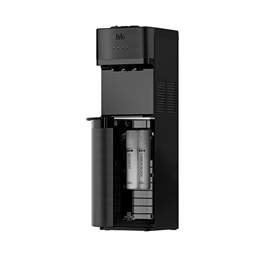 Brio 520 Bottleless Water Cooler Dispenser with 2 Stage Filtration - Self Cleaning, Hot Cold and Room Temperature Water. 2 Free Extra Replacement Filters Included - UL Approved