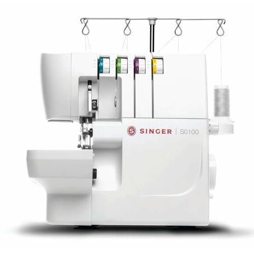 SINGER S0100 Metal Frame Serger with Accessory Kit | Overlock Machine with 6 Built-in Stitches, 2-3-4 Thread Capability, Adjustable Tension & Stitch Length, 1300 Stiches per Minute & Differential Feed