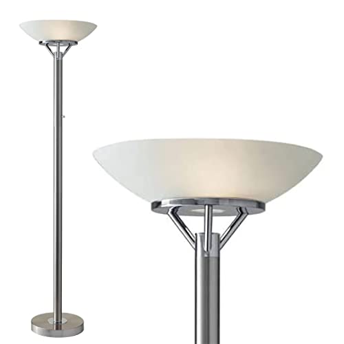 Adesso Floor Lamp with Brushed Steel and Chrome Finish - Perfect Lighting for Bedroom, Living Room and Corner Décor