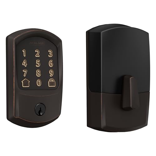 SCHLAGE BE489WB GRW 716 Encode WiFi Deadbolt Smart Lock, Keyless Entry Touchscreen Door Lock with Greenwich Trim, Aged Bronze