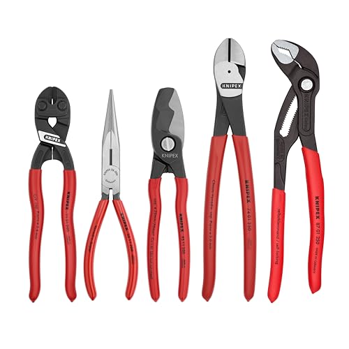 KNIPEX - 9K 00 80 108 US Tools - 5 Piece Automotive Starter Pliers Set (87 01 250, 95 11 200, 26 11 200, 74 01 250, 71 31 200) (9K0080108US)
