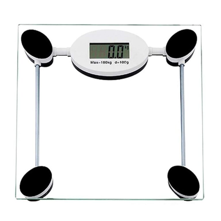 Bathroom Scale Electronic Glass Scale, Square Body Fat Scale, Digital LCD Display, 180kg Capacity, Anti-Collision Tempered Glass, Easy to Clean