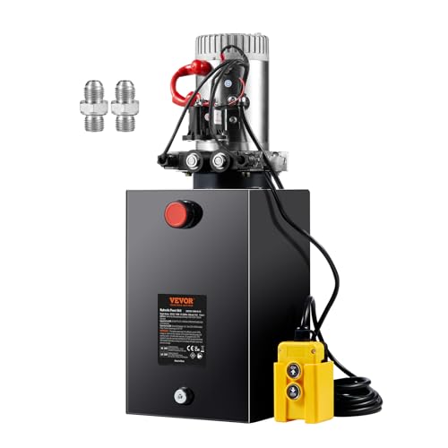 VEVOR 15 Quart Power Unit Double Acting, 0.91 GPM Flow Rate, 3200 PSI Max Relief Pressure,DC 12V Hydraulic Pump for Dump Trailer Car Lifting