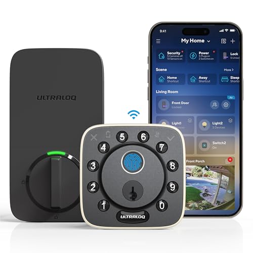 ULTRALOQ Bolt Fingerprint Smart Lock,Built-in WiFi Keyless Entry, Biometric Smart Deadbolt with Door Sensor, Voice Control with Alexa/Google,Smart Home Automation
