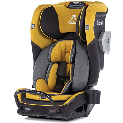 Diono Radian 3QXT SafePlus 4-in-1 Rear and Forward Facing Convertible Car Seat, Safe Plus Engineering, 4 Stage Infant Protection, 10 Years 1 Car Seat, Slim Fit 3 Across, Yellow Mineral