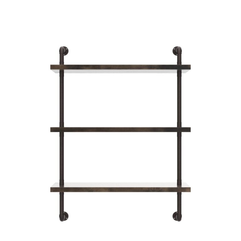 Industrial Pipe Shelf Wall Mounted, Rustic Wood Floating Shelves, 3 Tier Wall Display Bookshelf, Storage Rack Sundries Holder for Kitchen Office Bathroom Organization and Home Decor (24inch x 2) - Image 6