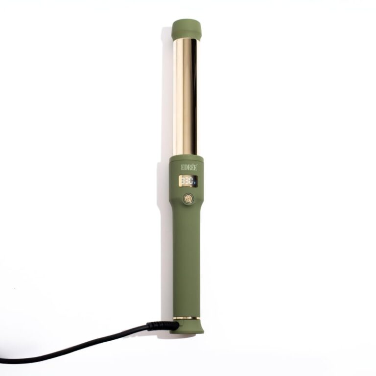 Edrée The Delilah Titanium Barrel Curling Iron with Cool Tip - Professional 1.25 Inch Curling Wand for Hair with LED Display, 330°F to 450°F Heat Control, 360 Swivel Cord, Dual Voltage (Olive) - Image 6