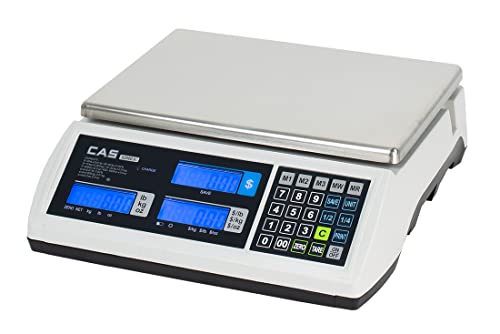 CAS S-2000 Jr Bench Electronic Price Computing Scale with Dual LCD Display, Stainless Steel Platform, NTEP Approved for Accurate Weighing - Ideal for Retail Stores, Farmers Market, & Bakeries
