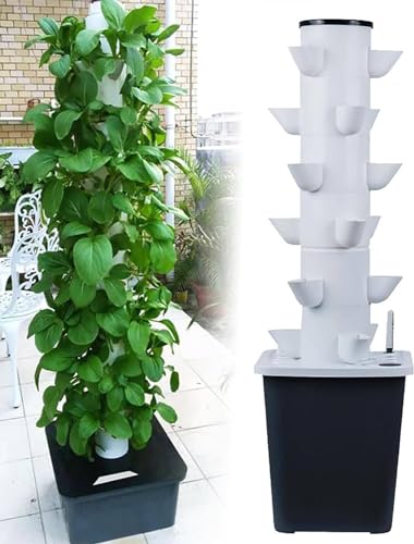YANDDEA Hydroponics Growing System 30-Plant Sites Vertical Garden Planter Indoor Smart Garden Kit with Pump and Movable Water Tank Vegetable Plant Tower Gifts for Gardening Lover