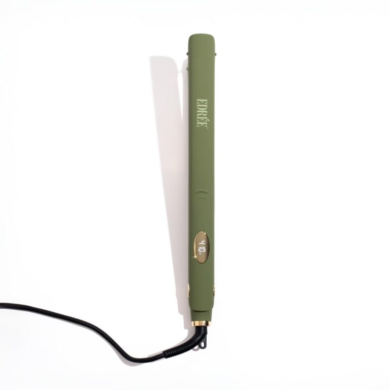 Edrée The Aurélie 5” Extra Long Hair Straightener Iron – Titanium Flat Iron Hair Straightener with LED Display, 330°F to 450°F Heat Control, 360 Swivel Cord, Dual Voltage (Olive) - Image 5