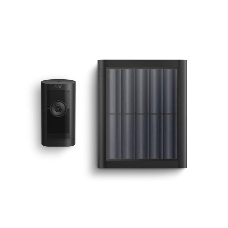 Ring Stick Up Cam Pro Solar | Two-Way Talk with Audio+, 3D Motion Detection with Bird’s Eye Zones, 1080p HDR Video & Color Night Vision (2023 release), Black