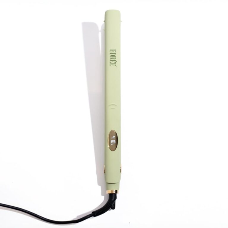 Edrée The Aurélie 5” Extra Long Hair Straightener Iron – Titanium Hair Straightening Iron with LED Display, 330°F to 450°F Heat Control, 360 Swivel Cord, Dual Voltage (Sage) - Image 6