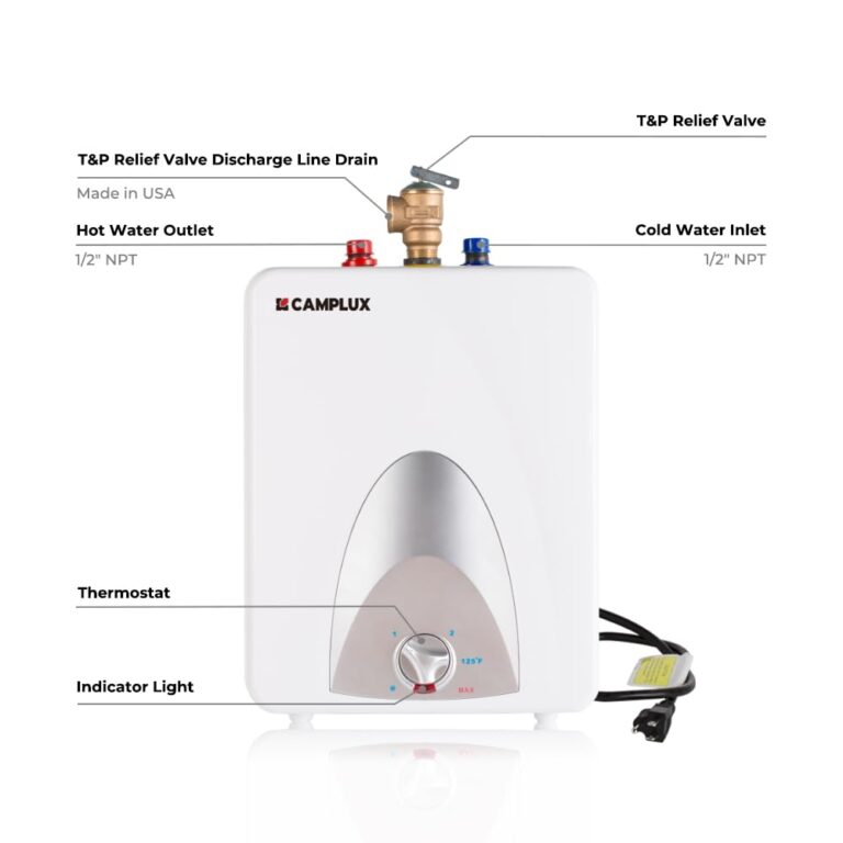 CAMPLUX Electric Mini Tank Water Heater 2.5 Gallons (ME25), Eliminate Time for Hot Water - Shelf, Wall or Floor Mounted - Image 2
