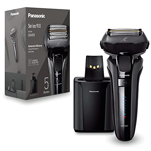 Panasonic ES-LV9U Series 900 Premium Wet/Dry Electric Shaver 5-Way Shaving Head with Linear Motor, Cleaning and Charging Station, Black