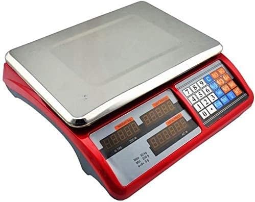 Electronic Scales Portable Electronic Price Computing Scale Stainless Steel Digital Weigh LED-Backlit Display for Kitchen Laboratory Pharmaceutical (Red 30kg/10g)