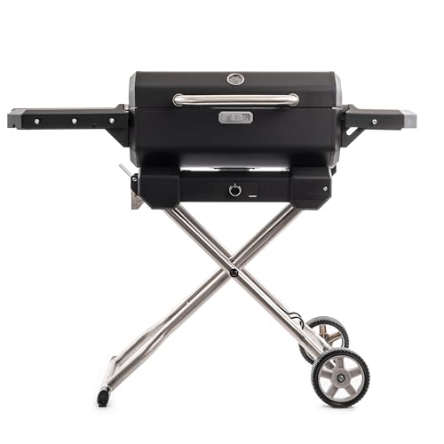 Masterbuilt® Electric Portable Charcoal Grill and Smoker with SteadyTemp Analog Temperature Control, Collapsible Cart and 200 Cooking Square Inches in Black, Model MB20040722