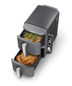 Ninja Air Fryer, 10QT DoubleStack XL 2-Basket, Compact Design, Cooks 5lb Whole Chicken, Feeds Up to 8 People, 6-in-1 Air Fryer, Roast, Bake & More, Easy to Clean, Dishwasher Safe Parts, Grey, SL401