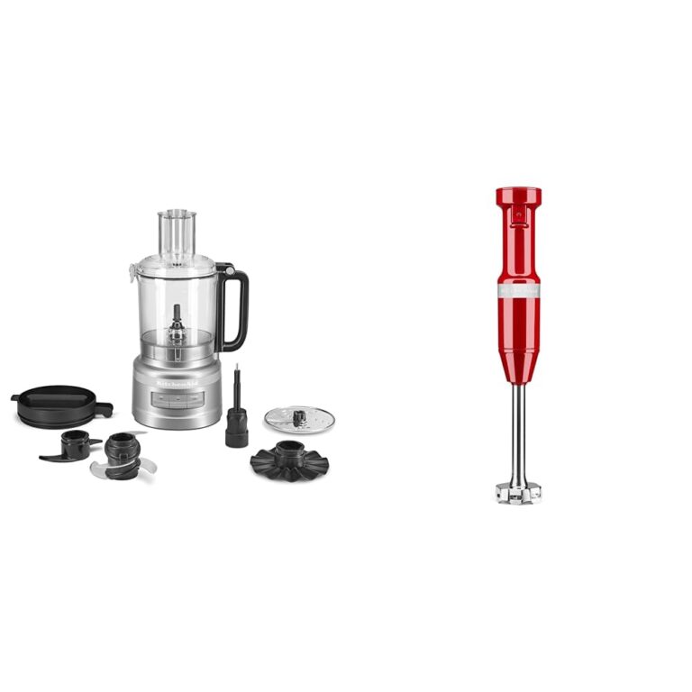 KitchenAid 9 Cup Food Processor - KFP0921 & Variable Speed Corded Hand Blender KHBV53, Empire Red