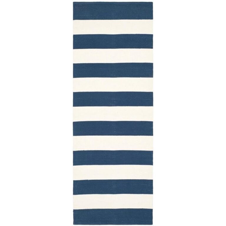 SAFAVIEH Montauk Collection X-Large Area Rug - 12' x 15', Navy & Ivory, Handmade Flat Weave Boho Farmhouse Cotton Stripe, Ideal for High Traffic Areas in Living Room, Bedroom (MTK712H) - Image 10