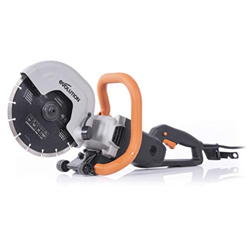 Evolution R230DCT - 9 in Concrete Saw (Aka Circular, Angle Grinder, Cut Off/Chop Saw, Demo Saw, Disc/Power Cutter) - 15A Motor, No Gas - 3-1/2 In Cut - Incl Diamond Masonry Blade