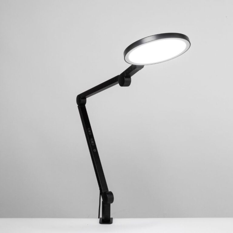 LUME CUBE Edge Light 2.0 LED Black Desk Lamp | Dimmable Home Office Desk Light with USB Charging Port & Strong Swing Arm | Adjustable Color Temperature and Brightness | Circle Webcam Light - Image 8