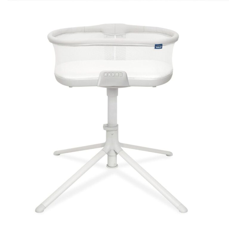 HALO BassiNest Soothing Swivel Sleeper 3.0S – Over-Bed Baby Bassinet with 360 Rotation, Adjustable Height, Breathable Mesh, Calm Sounds & Vibrations, Safe Close Sleeping, Lowering Wall for Easy Access