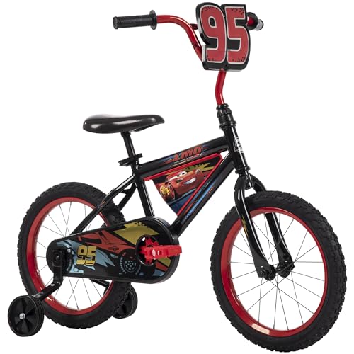 Huffy Disney Pixar Cars Lightning McQueen 16 Inch Kid's Bike, Ideal for Ages 4-6 Years Old, Training Wheels Included, Quick Connect Assembly, Fun and Playful Graphics, Simple Coaster Brake