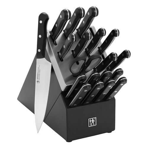 HENCKELS Solution Razor-Sharp 20-Piece Self Sharpening Knife Block Set, Chef Knife, Bread Knife, Steak Knife, German Engineered Knife Informed by 100+ Years of Mastery, Black