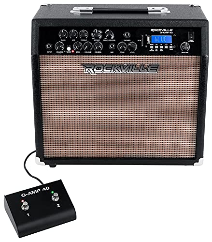 Rockville G-AMP 40 Guitar Amplifier 10" Speaker/Bluetooth/Mic in/USB/Footswitch,Black