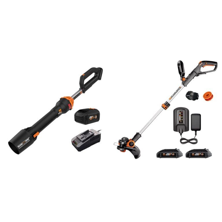 WORX 20V LEAFJET Cordless Leaf Blower with Power Share Brushless Motor - WG543 (Battery & Charger Included) & Worx WG163 GT 3.0 20V PowerShare 12" Cordless String Trimmer & Edger