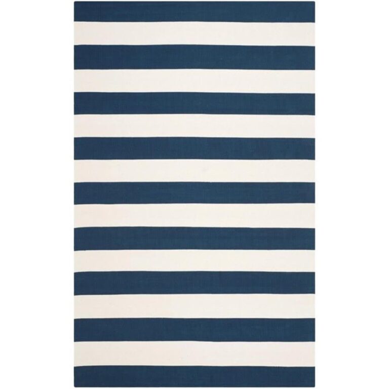 SAFAVIEH Montauk Collection X-Large Area Rug - 12' x 15', Navy & Ivory, Handmade Flat Weave Boho Farmhouse Cotton Stripe, Ideal for High Traffic Areas in Living Room, Bedroom (MTK712H) - Image 4