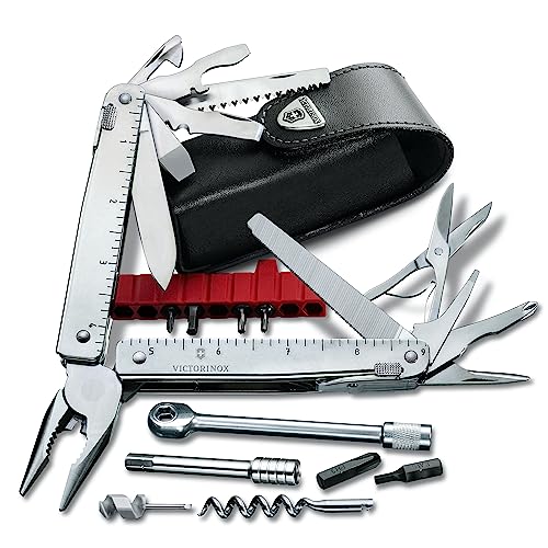 Victorinox 3.0339.L Swisstool X Plus Ratchet with Leather Pouch Extremely Handy, Functional, and Compact in Silver 4.5 inches
