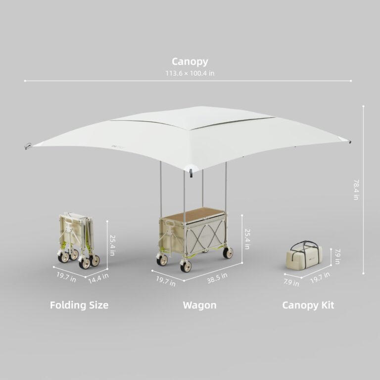 ONEFOREST Collapsible Wagon Cart with Canopy Tent, Portable Large Capacity Foldable Wagon Cart, Heavy Duty Garden Cart with Wheels for Camping Sports Beach Backyard and Picnics - Image 4
