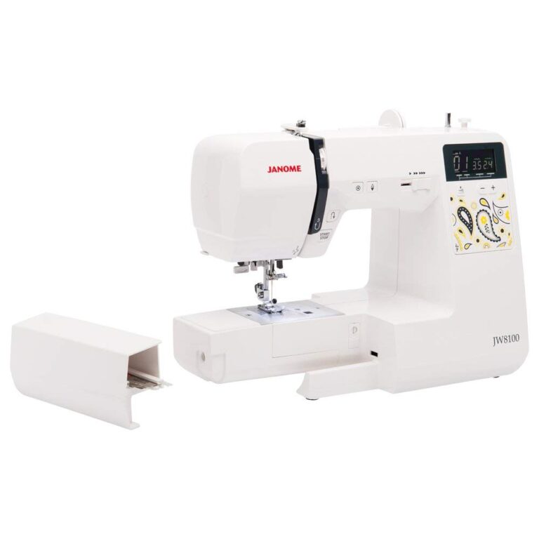 Janome JW8100 Fully-Featured Computerized Sewing Machine with 100 Stitches, 7 Buttonholes, Hard Cover, Extension Table and 22 Accessories - Image 7