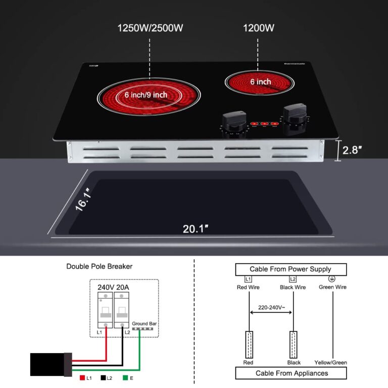 Apartment Electric Cooktop, ThermoMate 21 Inch Built-in Radiant Electric Stove Top, 3700W Ceramic Stove Top with 2 Burners, UL Certified, Knob Control, 240V - Image 2