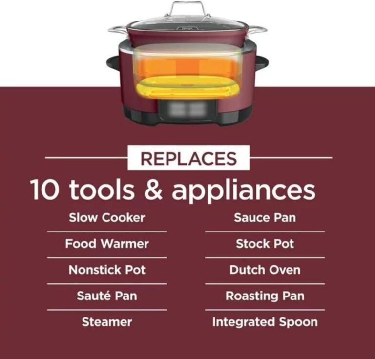 Ninja Foodi PossibleCooker PRO MC1000 8.5Qt Multicooker 8 in 1 Slow Cooker, Dutch Oven, Steam Bake Roast Sear Sauté Bread Maker Warmer, Glass Lid, Integrated Spoon, Nonstick (Cherry) - Image 2