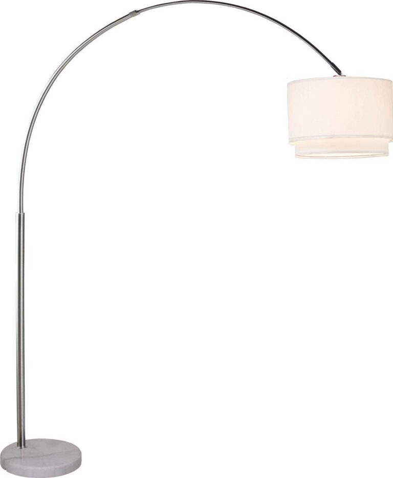 Major-Q Modern 81" Arc Tall X-Large Living Room-Stand Up Arching Drum Shade Large Floor Lamp with Real Marble Base for Bedrooms-Corner Lamp for Office Lighting (White)