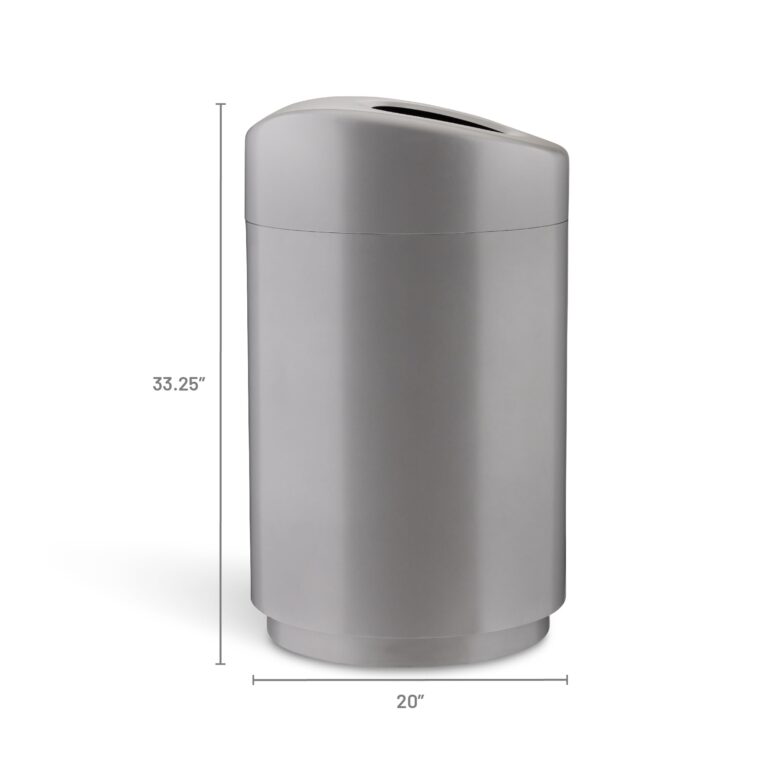 Safco Open Top Trash Can, 30 Gallon Stainless Steel Modern Garbage Can for Indoor Use, Silver - Image 2