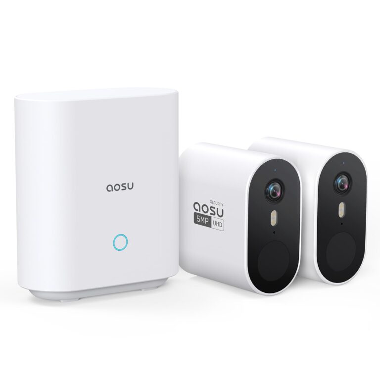 AOSU Security Cameras Wireless Outdoor - 3K 5MP Ultra HD, Home Security System, 240-Day Battery Life, Motion Detection, 166° Wide View, Night Vision, 32GB Local Storage, No Monthly Fee