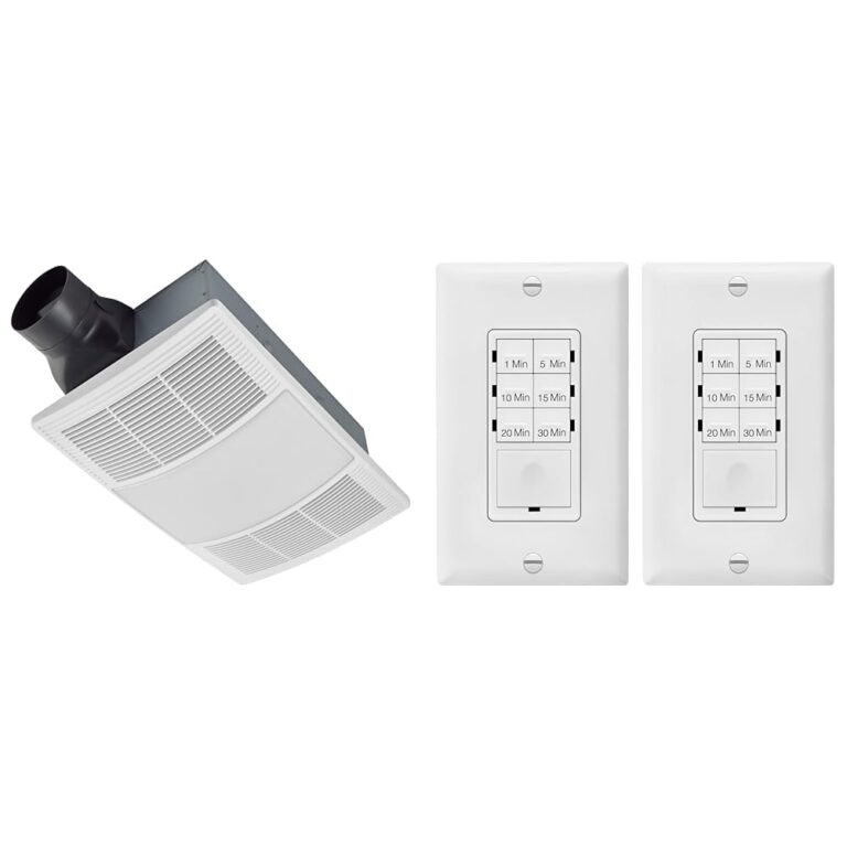 Broan-NuTone 110 CFM Bathroom Exhaust Fan, Heater & LED Light Combo Bundle with ENERLITES Countdown Timer Switch, 1-30 Min Settings, Blue LED, 2 Pack
