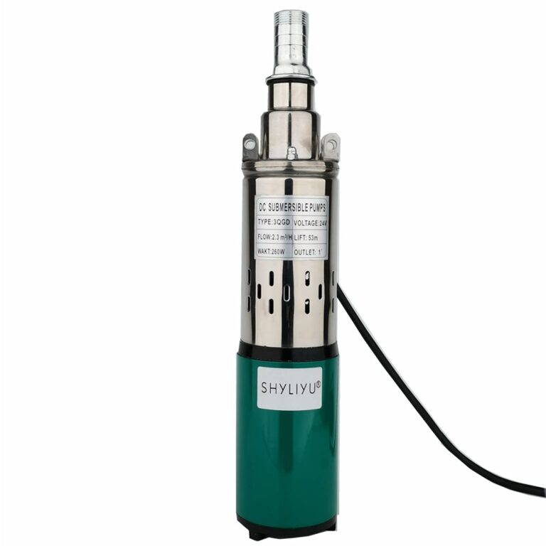 SHYLIYU Solar Submersible Well Pump DC 24V 260W Deep Well Pump 3"Tube Stainless Steel Screw pump 2300L/H 1" Outlet High Lift 53M Irrigation Pump Agricultural Garden Home