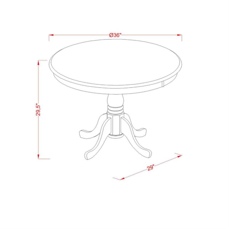 East West Furniture ANT-OLW-TP Antique Kitchen Dining Table - a Round Wooden Table Top with Pedestal Base, 36x36 Inch, Oak & Linen White - Image 3