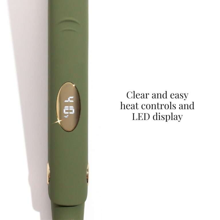 Edrée The Aurélie 5” Extra Long Hair Straightener Iron – Titanium Flat Iron Hair Straightener with LED Display, 330°F to 450°F Heat Control, 360 Swivel Cord, Dual Voltage (Olive) - Image 7