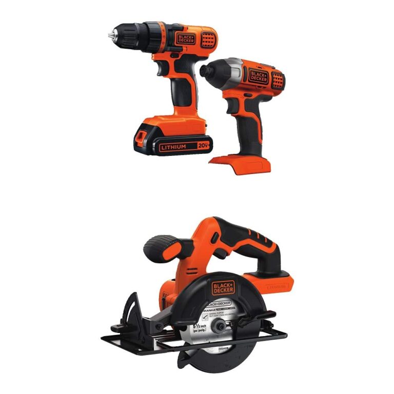 BLACK+DECKER BDCCS20B 20-volt Max Circular Saw Bare Tool, 5-1/2-Inch with Black & Decker 20V MAX Drill/Driver Impact Combo Kit