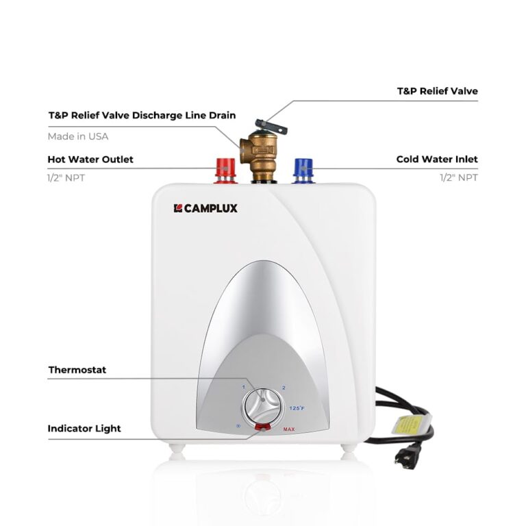 CAMPLUX Electric Small Hot Water Heater, 1.3 Gallon Point of Use Hot Water Heaters 120V 1440W, Under Sink, Wall or Floor Mounted, Easy to Install - Image 4
