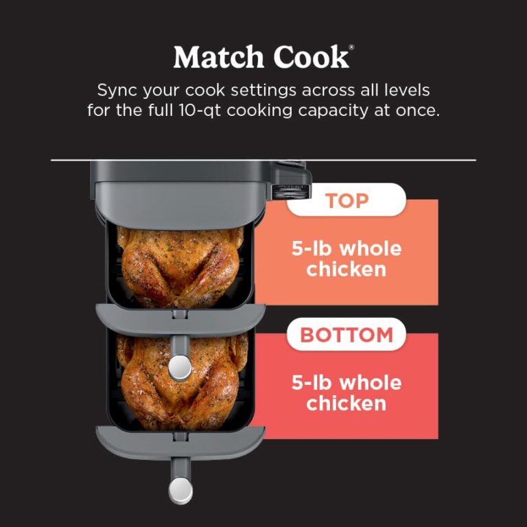 Ninja DoubleStack XL Smart 2-Basket Air Fryer, Smart Cook System, DoubleStack Technology Cook 4 Foods at Once, Space Saving Design, 10 QT, 6-in-1, Smart Finish & Match Cook, Air Fry, Broil, Bake SL451 - Image 10