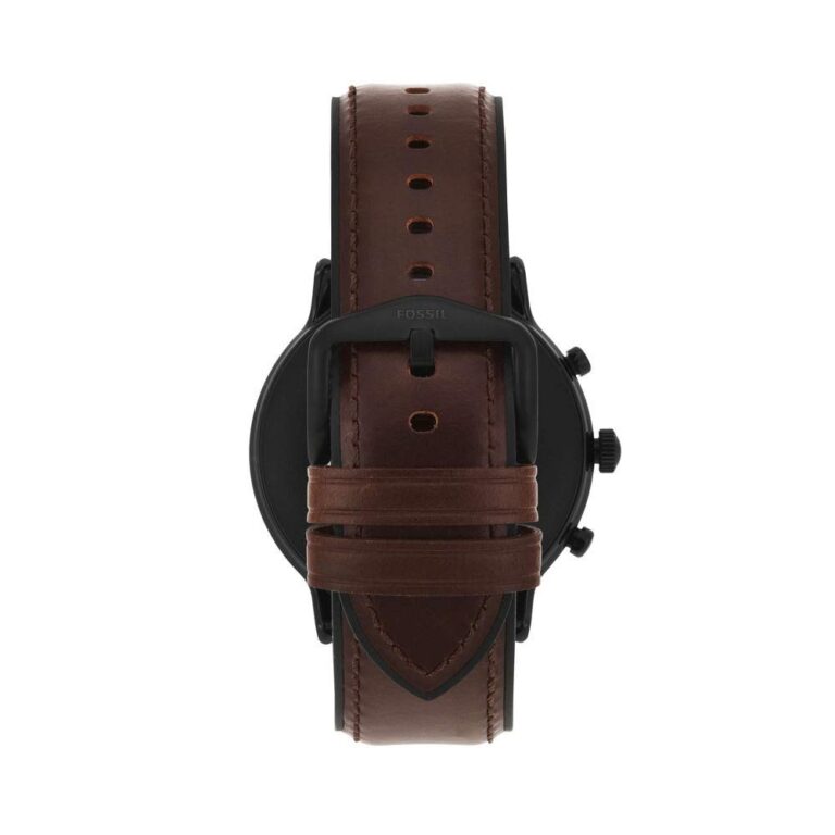 Fossil 44mm Gen 5 Carlyle Stainless Steel and Leather Touchscreen Smart Watch, Color: Black, Brown (Model: FTW4026) - Image 8
