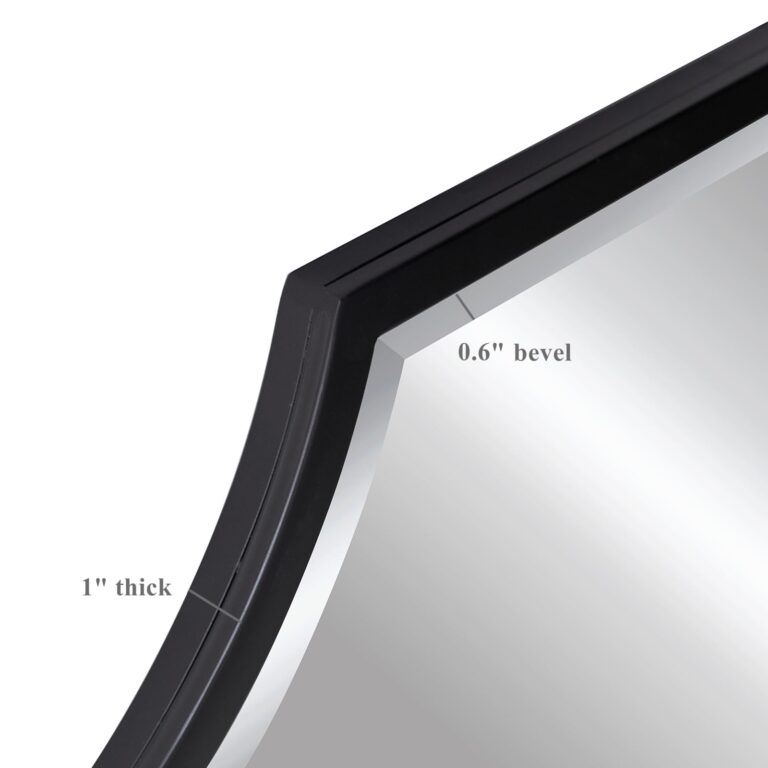 Kelly Miller Scalloped Black Bathroom Mirror for Wall, 24"x36" Black Mirror Decorative Wall Mirror Art Framed Mirror Bevelled for Master Bath Half Bath Living Room Fireplace Mantle Entryway Hallway - Image 3