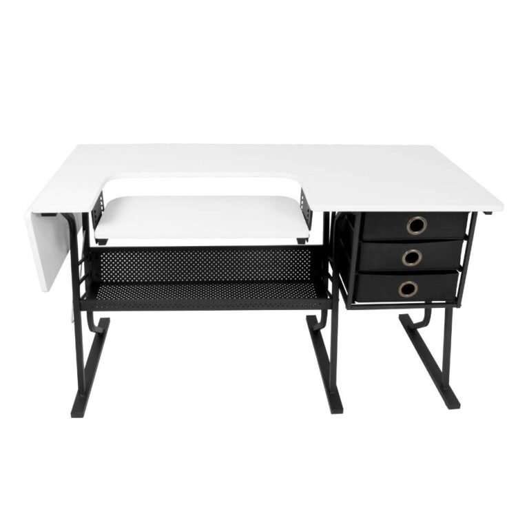 Sew Ready Eclipse Hobby Sewing Center Craft Table Sturdy Computer Desk with Drawers in Black/White, 13362 - Image 9